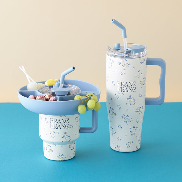 大型ステンレスマグ 小花 1100ml ブルー