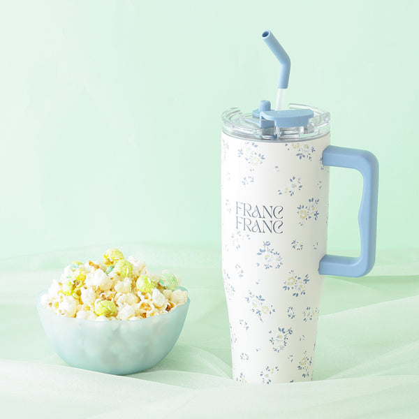 大型ステンレスマグ 小花 1100ml ブルー