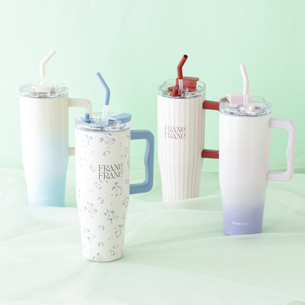 大型ステンレスマグ 小花 1100ml ブルー