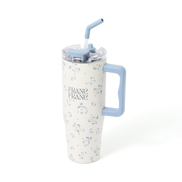 大型ステンレスマグ 小花 1100ml ブルー