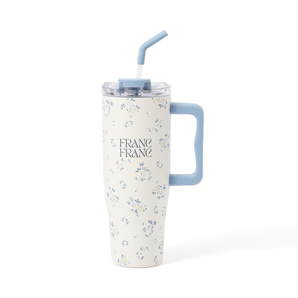 大型ステンレスマグ 小花 1100ml ブルー