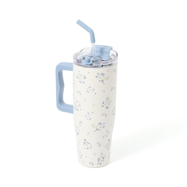 大型ステンレスマグ 小花 1100ml ブルー