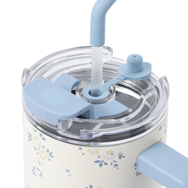 大型ステンレスマグ 小花 1100ml ブルー