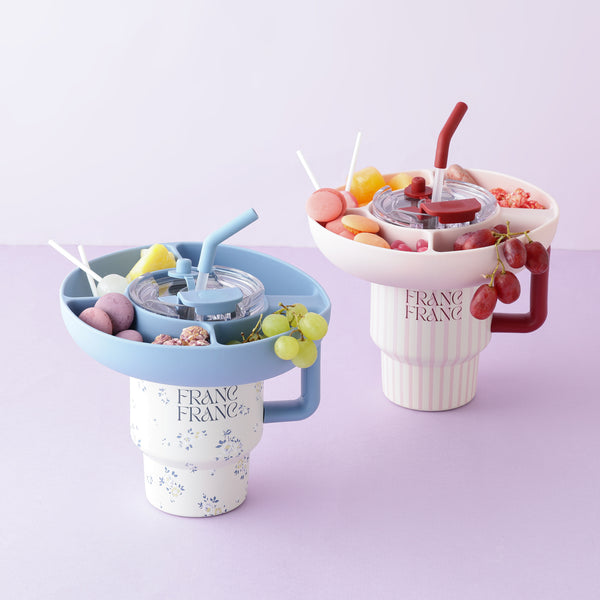 スナックホルダー付ステンレスマグ 700ml ストライプ