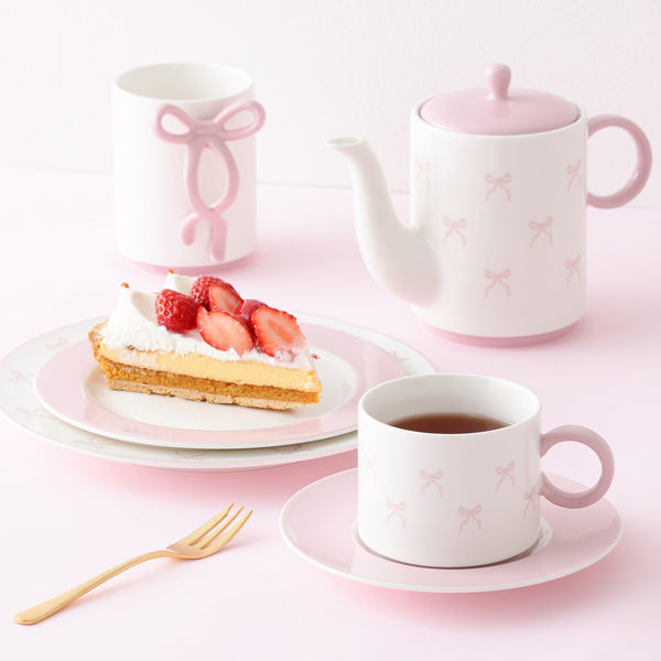 リボン カップ&ソーサー ピンク