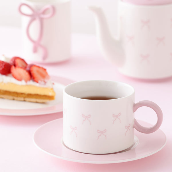 リボン カップ&ソーサー ピンク