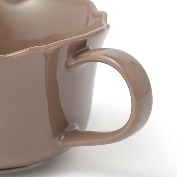 フラワーリム スープカップ ブラウン