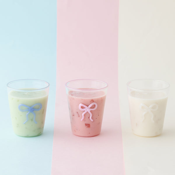 リボン ガラスタンブラー ピンク