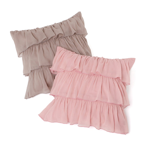 シフォンフリル  クッションカバー 450×450 グレー（A-039）