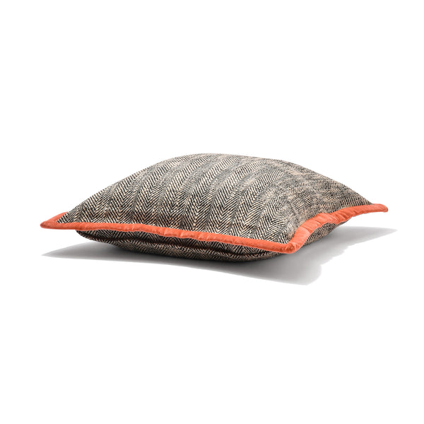 へリンボンフランジ クッションカバー 45×45 ブラック（079）