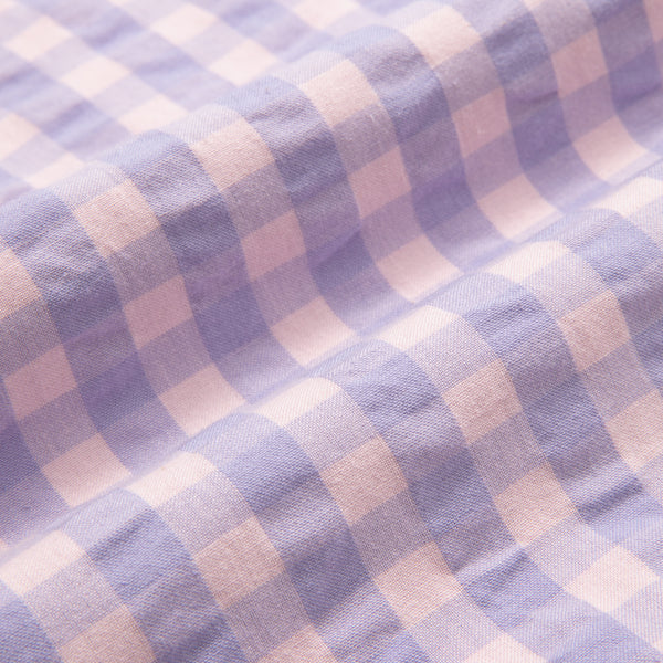 フリルチェック クッションカバー 450×450 ピンク×パープル（A-038）