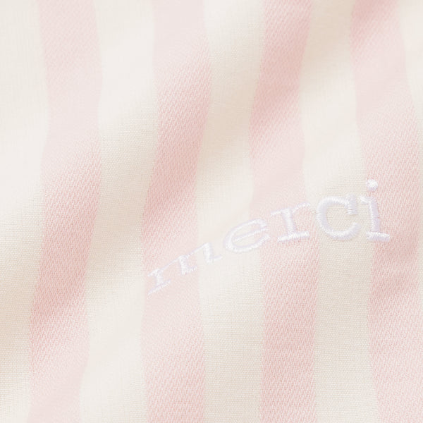 メルシー ストライプ クッションカバー 450×450 ホワイト×ピンク（106）