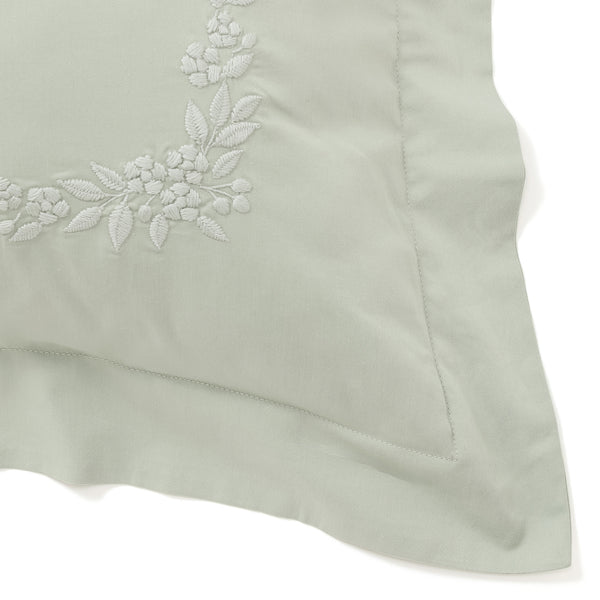 調温加工 ボタニカルフラワーEMB まくらカバー ライトグリーン