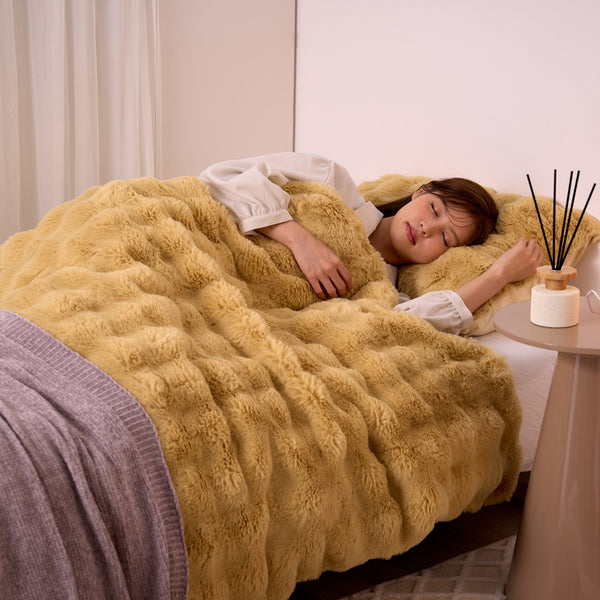 WARMY ポコモコファー 掛け布団カバー シングル イエロー