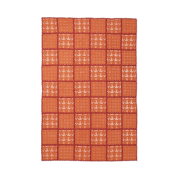 オータムフラワー クロシェ スロー（ひざ掛け）1000×1500 オレンジ