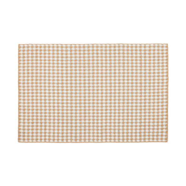 ウールミックス チェッカー ラグ M 2000×1400 ホワイト×ベージュ