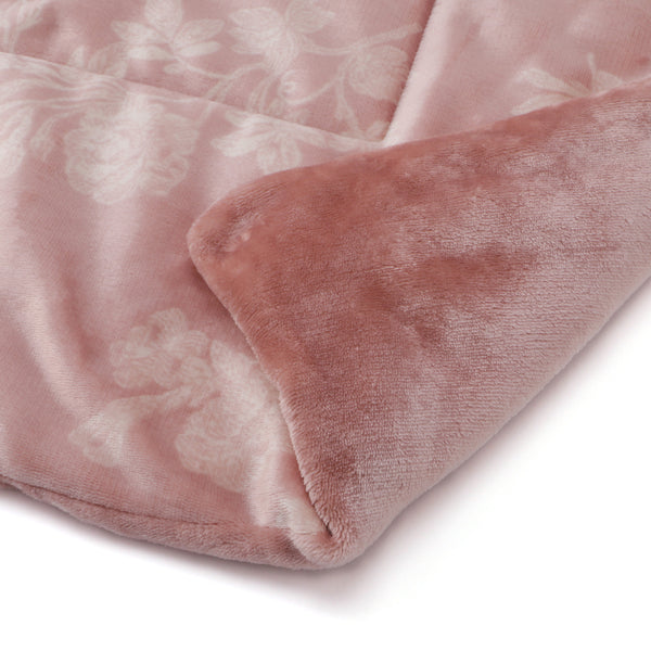 【EC限定】WARMY 中わた入りブランケット フラワー シングル ピンク