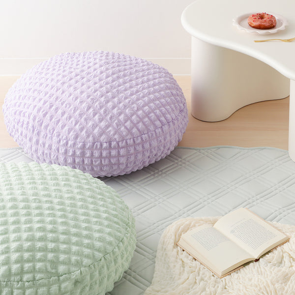 ポップコーンワッフル フロアクッション φ60 ライトグリーン