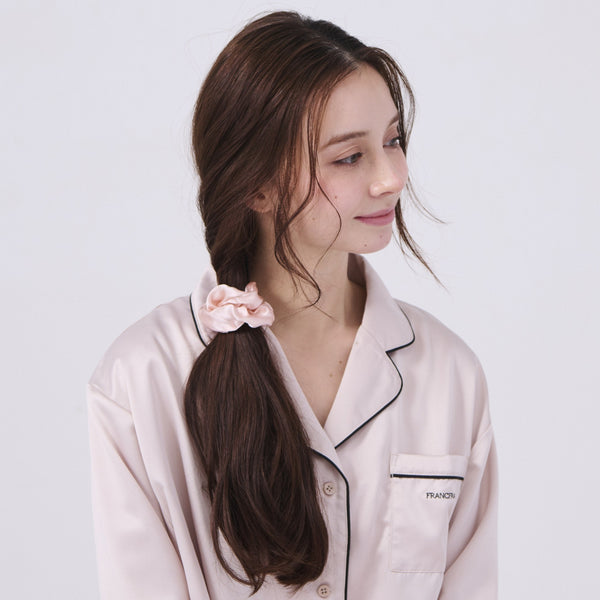 シルク ヘアゴム 3個セット ライトピンク