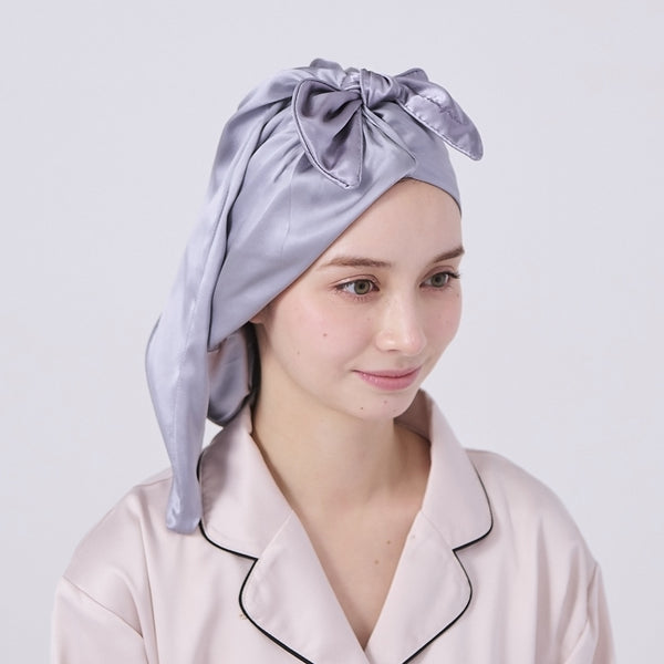 シルク ナイトキャップ ロング グレー