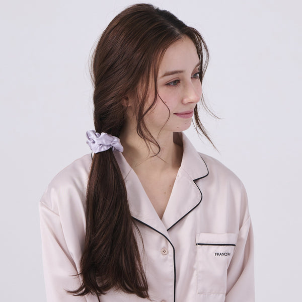 シルク ヘアゴム 3個セット グレー
