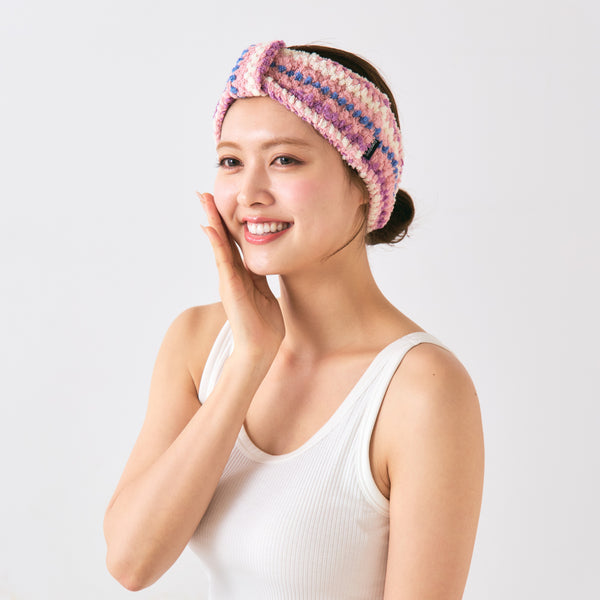 抗菌防臭コージージャカード ヘアバンド ピンク