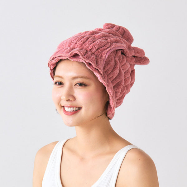 ヘアドライタオル ダークピンク