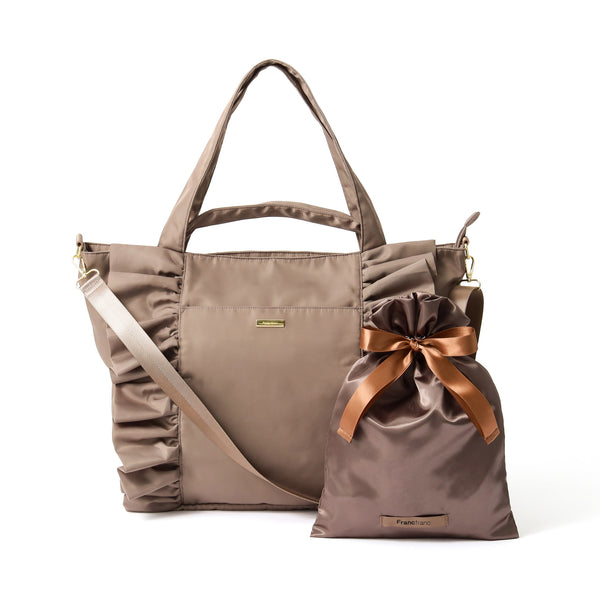 フリル トラベルバッグ ベージュ