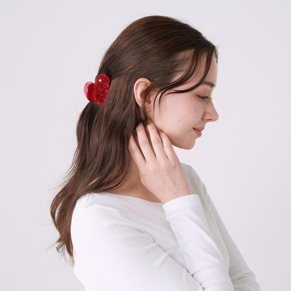 ハート ヘアクリップ レッド