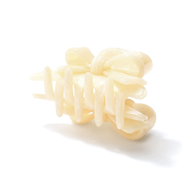 リボンヘアクリップ ミニ ホワイト