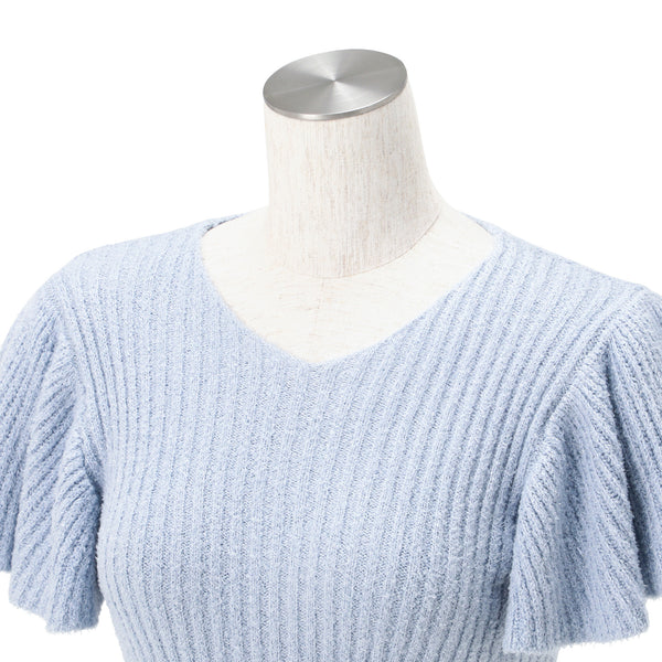 モイストフェザーニット ラメ ワンピース ブルー