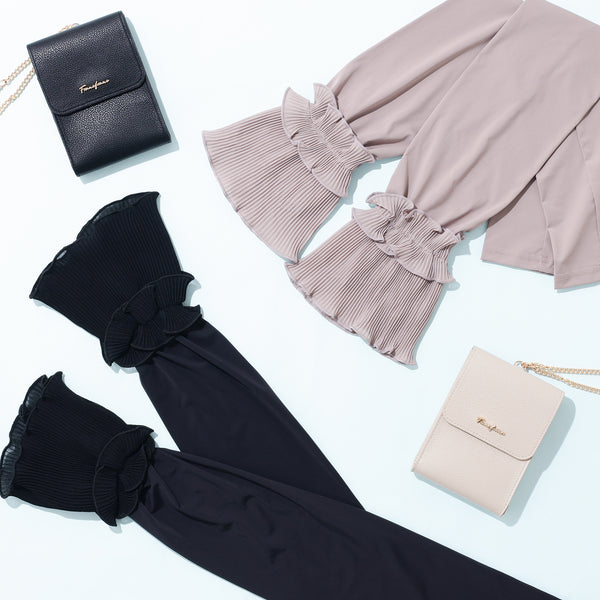 ポーチ付き プリーツカフス UVアームカバー ベージュ