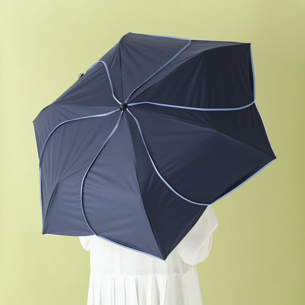 バイカラーパイピング 折りたたみ傘 47cm ネイビー（晴雨兼用）