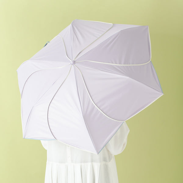 バイカラーパイピング 折りたたみ傘 47cm パープル（晴雨兼用）