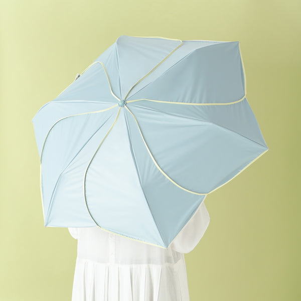 バイカラーパイピング 折りたたみ傘 47cm グリーン（晴雨兼用）