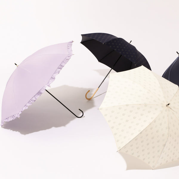【2024年モデル】遮光 クラシックフリル 長傘 50cm パープル（晴雨兼用）