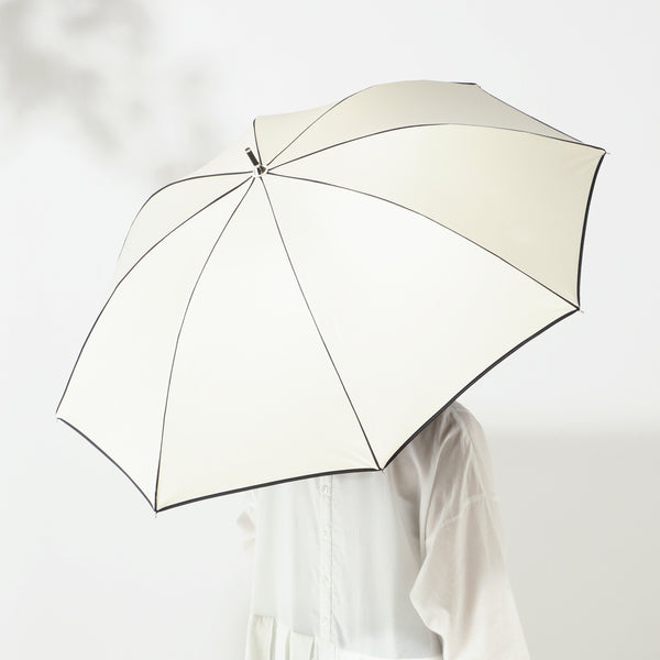 遮光パイピング 長傘 50cm ベージュ（晴雨兼用）