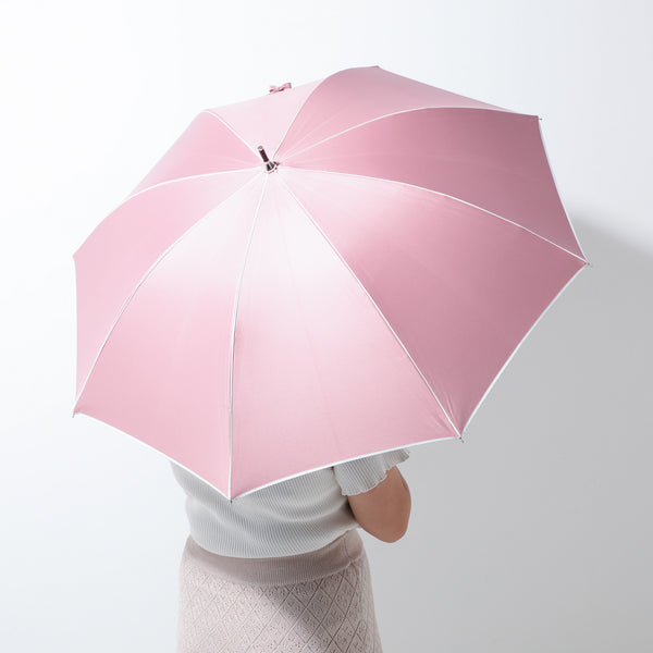 遮光パイピング 長傘 50cm ピンク（晴雨兼用）