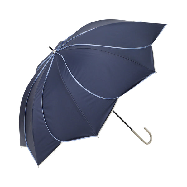 遮光 バイカラーパイピング 長傘 58cm ネイビー（晴雨兼用）