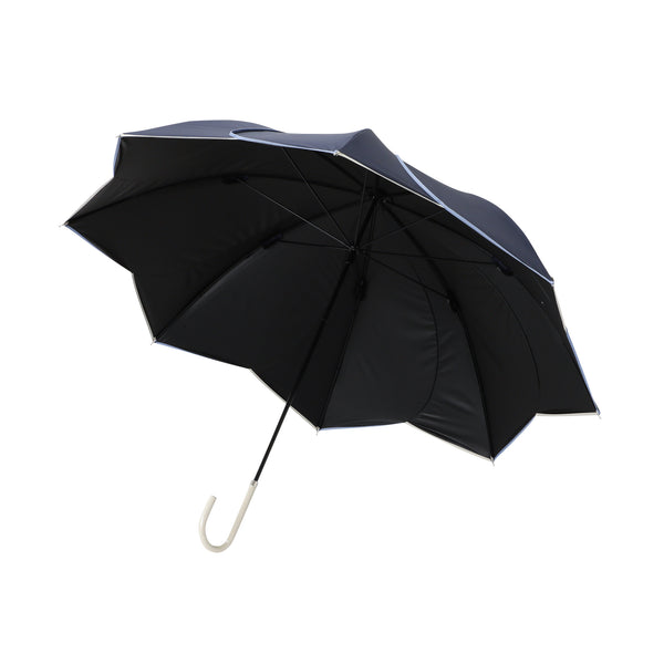 遮光 バイカラーパイピング 長傘 58cm ネイビー（晴雨兼用）