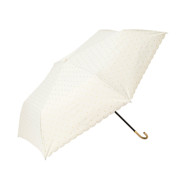 遮光 ドットグリッターヒートカット 折りたたみ傘 50cm ホワイト（晴雨兼用）