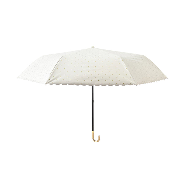 遮光 ドットグリッターヒートカット 折りたたみ傘 50cm ホワイト（晴雨兼用）