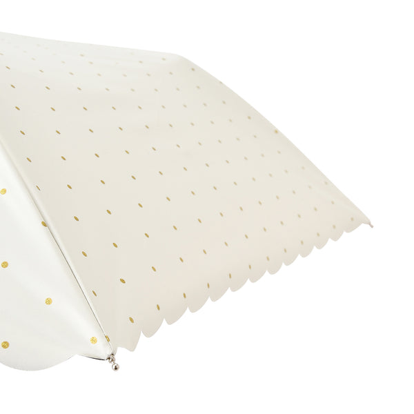 遮光 ドットグリッターヒートカット 折りたたみ傘 50cm ホワイト（晴雨兼用）