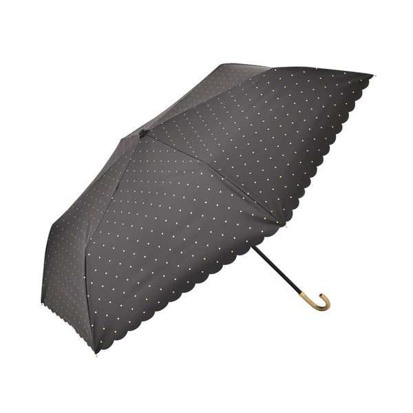 遮光 ドットグリッターヒートカット 折りたたみ傘 50cm ブラック（晴雨兼用）