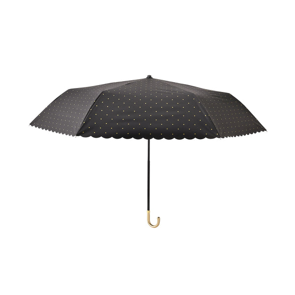 遮光 ドットグリッターヒートカット 折りたたみ傘 50cm ブラック（晴雨兼用）