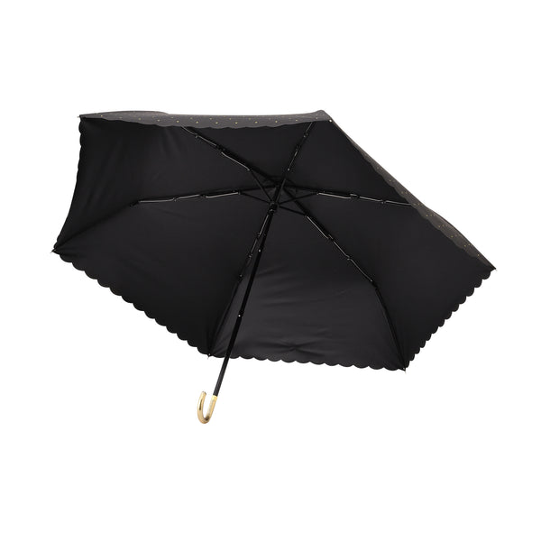 遮光 ドットグリッターヒートカット 折りたたみ傘 50cm ブラック（晴雨兼用）