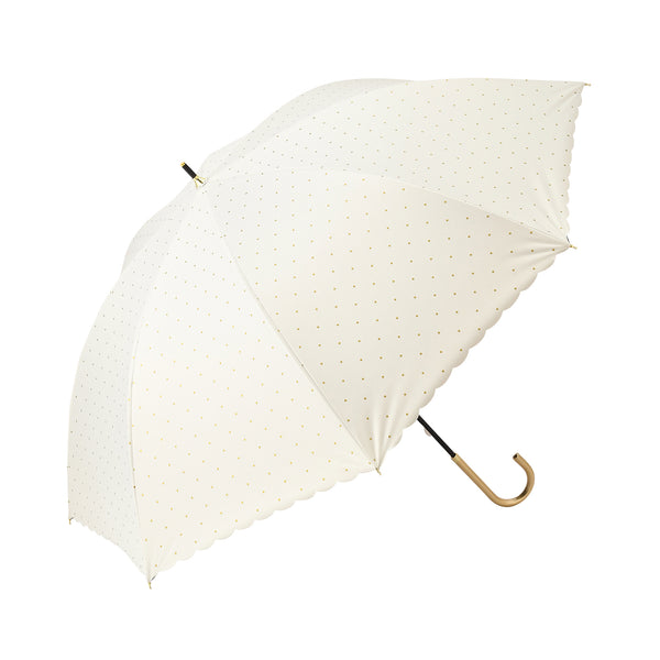 遮光 ドットグリッターヒートカット 長傘 58cm ホワイト（晴雨兼用）