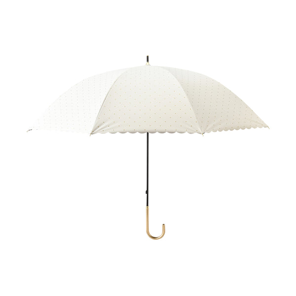 遮光 ドットグリッターヒートカット 長傘 58cm ホワイト（晴雨兼用）
