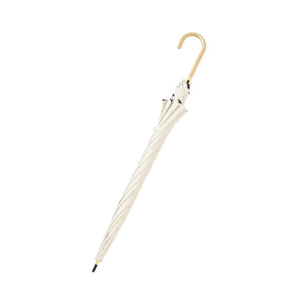 遮光 ドットグリッターヒートカット 長傘 58cm ホワイト（晴雨兼用）
