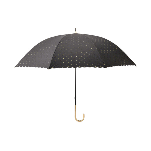 遮光 ドットグリッターヒートカット 長傘 58cm ブラック（晴雨兼用）